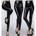 Женские модные повседневные зауженные брюки с высокой талией, имитация кожи (MS-MS-006)