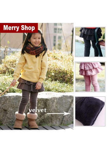 Детская зимняя двухъярусная юбка-леггинсы с бархатным утеплителем (MS-WS-022)